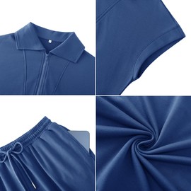 Aottori Two-Piece Leisure Suit Women's Summer Outfits Tracksuit Short Sleeve 2-Piece Leisure Suit Jogging Suit Tracksuit Sport Lounge Set Elegant Loungewear Homewear, blue, XL