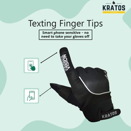 Kratos - Mountain bike warm winter gloves for men and women, MTB touchscreen gloves, non-slip, adjustable cycling gloves for driving, riding, running, skiing, hiking