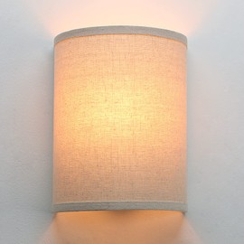 JIMUBEAM Wall Sconce Lighting Linen Fabric Decor, Industrial Vintage Night Light Wall Lamp Fixture with Fabric Shade for Bedroom Living Room Hallway Corridor
