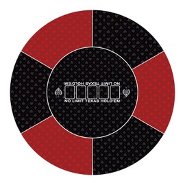 IKULE Texas Hold'em Poker Mat Water Repellent Portable Round Poker Table Top with Art Deco Layout Print Smooth Surface for Poker Games, Blackjack, Casin