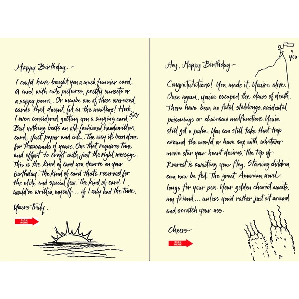Quiplip Handwritten Yours Truly Birthday Cards, 6-Pack (YT01086PCK)