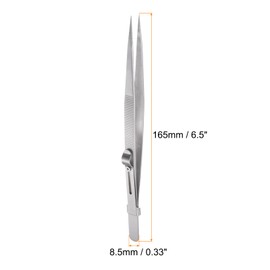 HARFINGTON Precision Tweezers 165mm Straight Pointed with Slide Locking Stainless Steel Craft Professional Tweezer for Replace Precision Parts Technology Industrial Electronics
