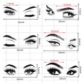 6 Pieces Black Woman Beauty Eyes Wall Decal DIY Eyelash Eyebrow Wall Stickers Living Room Girls Bedroom Office Beauty Salon Wall Decor