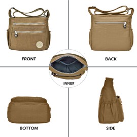LassZone Women's Multi-Pocket Casual Crossbody Bags Waterproof Shoulder Handbag Nylon Messenger Bags Ladies Tote Travel Purse for Shopping Hiking Everyday Use