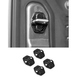 DSWSQ 4Pcs Door Lock Decoration Cover Fit for 2015-2025 Jeep Wrangler JL JLU 4XE Unlimited Sahara Sports Rubicon Gladiator JT 2 Door, Carbon Fiber