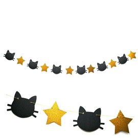 Cat Theme Party Banner Decorations Pet Cat Star Birthday Party Decorations Cat Birthday Party Garland Decorations for Pet Theme Birthday Party Shower Favor Bunting Supplies Pre-Strung