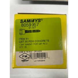 ITW Buildex Sammys CST 20 3/8 Inch Vertical Thread Rod 5/16" x 1-3/4"  25 Pcs