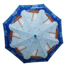Laura Wall Boats Design Folding Umbrella, multi-coloured, Unit size