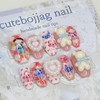 Teddy bear handmade nail tips - Coffin Egg / 테디
