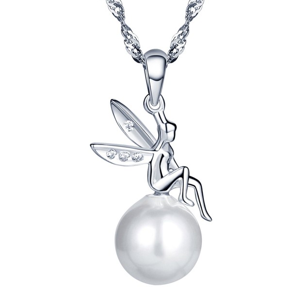 Yumilok Jewelry 925 Sterling Silver Cubic Zirconia Pearl Unique Angel