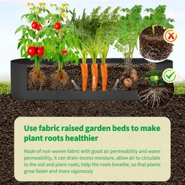 2 Pack Fabric Raised Garden Bed 6FTx3FTx1FT Plant Grow Bags Large Oval Garden Grow Bags Breathable Fabric Garden Bed Gardening Planting Container for Vegetables Potatoes Flowers Tomato,4 Grids+2 Grids