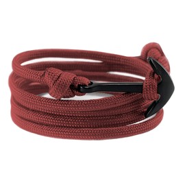 Flexo Anchor Bracelet Nautical Rope Paracord Bracelet Handmade Nylon Cord Motivational Wristband Sailor Charm Black Silver Adjustable Dorsal Wrist Wrap Men Women