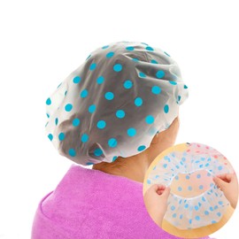 iJiGui Shower Cap, 3 Pieces Elastic Shower Cap, Women's Reusable Plastic Shower Cap for Girls Women Shower Spa Salon Main Use (Blue, Green, Red)