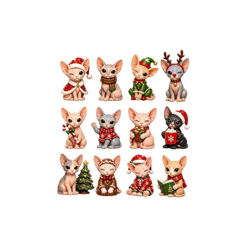 Christmas Advent Calendars 2026, 2D Cute Cat Acrylic Ornaments