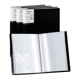 Folder with Plastic Sleeves 4 Pack 9"x12" Black Portfolio Folder for Artwork Display Book 30 Pockets 60 Pages Capacity