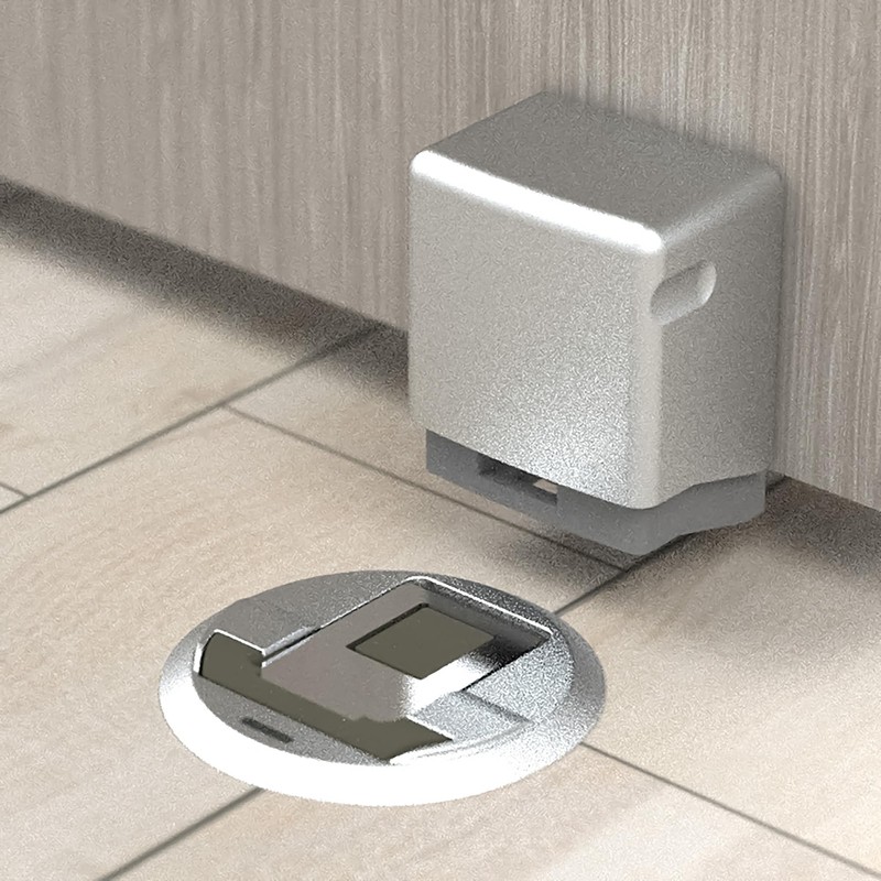 Waki Sangyo IM008 Locking Magnetic Door Stopper, Silver