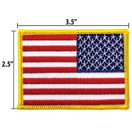 Skyhawk 2x REVERSE AMERICAN FLAG EMBROIDERED PATCH iron-on GOLD BORDER US United States
