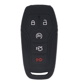 2pcs Soft Silicone Car Key Fob Cover Case Protector Shell for Ford Mustang F-150 Fusion Explorer Edge Lincoln MKZ MKC Keyless Entry Key Fob, Black&Pink