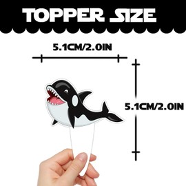 24pcs Cute Blue Whale Dessert Cupcake Topper Ocean Animal Under the Sea Creature Theme Decor Baby Shower for Boys Girls Favour Supplies Happy Birthday Party Decorations set