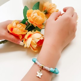 MILAKOO Butterfly Bracelet Rose Quartz Turquoise Amethyst Natural Stones Bracelet Women's Crystal Bracelet, Rubber