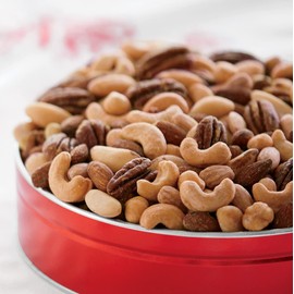 The Swiss Colony Premium Deluxe Mixed Nuts in Gift Tin - Pecans, Almonds, Cashews, Brazils, Filberts (Hazelnuts), Salted Treats Perfect for Snacking, 1 lb. 12 oz. net wt.