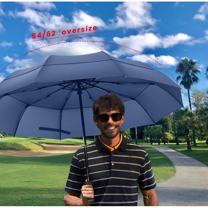 MRTLLOA 49/54/62 Inch Large Folding Golf Umbrella, Oversize Double Canopy