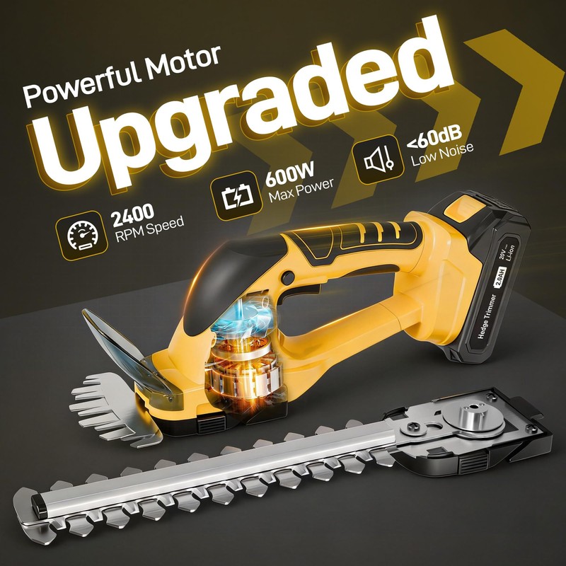 OFISPEED 20V Electric Hedge Trimmer Cordless, 2-in-1 Handheld Grass Trimmer