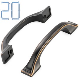 KOOFIZO 20-Pack Square Foot Craftsman Cabinet Bow Pull - Oil Rubbed Bronze Furniture Handle, 3 Inch/76mm Screw Spacing for Kitchen Cupboard Door, Bedroom Dresser Drawer, Bathroom Wardrobe Hardware