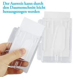 ID Card Holder, Pack of 2 Transparent Card Cases with Key Ring, Badge Holder Cards for ID Holder, ID Card Sleeves, Credit Card Case, ID Card Holder