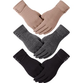 Dimore 3 Pairs Winter Gloves for Women Cold Weather Girls with Touch Screen Fingers Warm Thick Texting (B-3pair(1Black+1Dgrey+1Khaki))