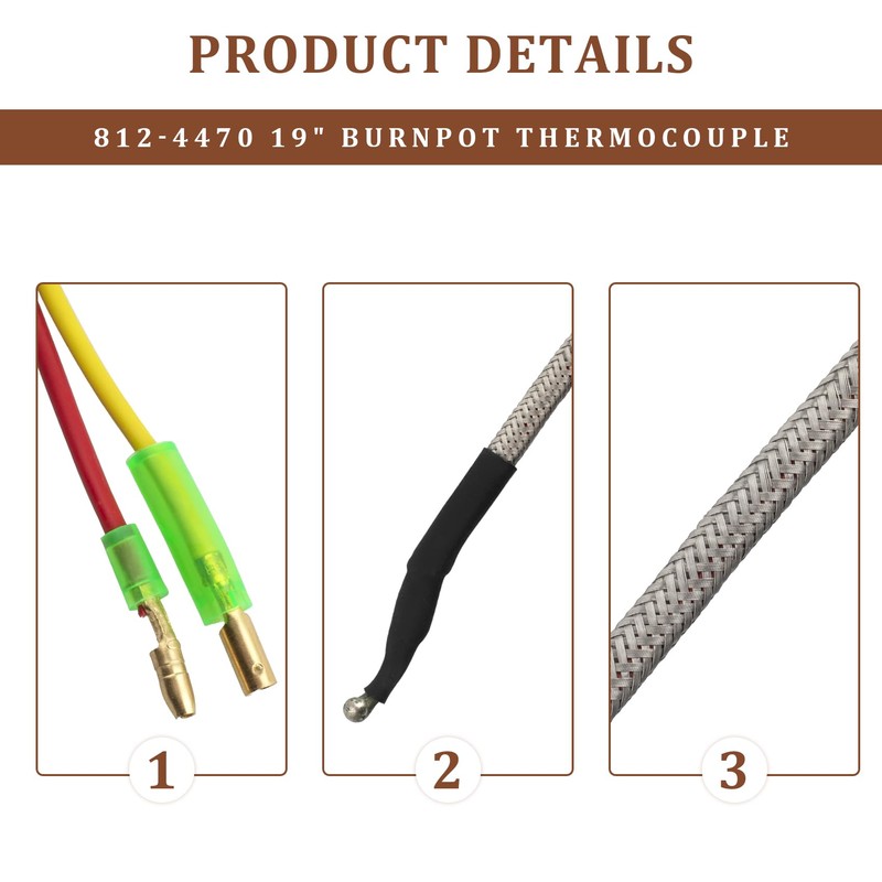 BKIFU 812-4470 Pellet Stove Thermocouple 14" for Quadrafire Castile, Contour,