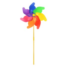 sourcing map Rainbow Pinwheels 28.7 Inch 7 Leaves Wind Plastic Windmill for Party Decorations Outdoor Decor Lawn Yard Garden Patio, Colorful