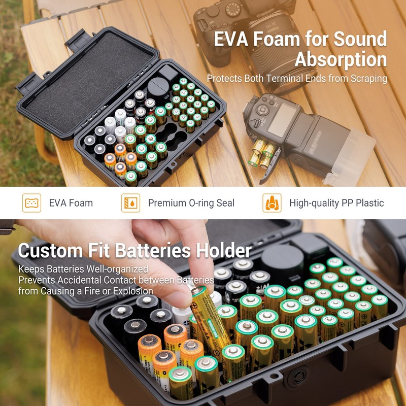 KIWIFOTOS 58 Slots AA AAA CR2032 Battery Case Holder with