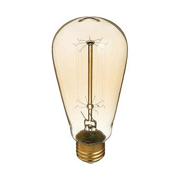 CANARM B-ST64-17LG Vintage, Edison Bulbs, 60W E26, Light Golden Glass, ST64 Cone Shape, Dimmable, 2500 Hours