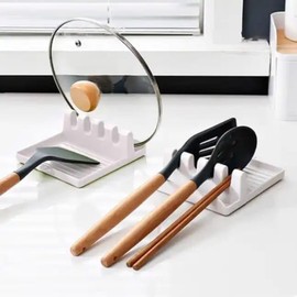 Spoon and Lid Holder,Spoon Rest For Stove Top-Multi Function - Kitchen Spatula and Lid Holder, Heat Resistance, Ladle/Spatula/Spoon/Tongs Holder - Kitchen Gadgets Accessories for Cooking