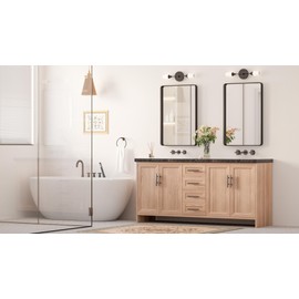 Keonjinn 2-Pack Black Framed Mirrors for Bathroom 22 x 30 Inch Rounded Rectangle Wall Mirror, Matte Black Farmhouse Bathroom Vanity Mirror with Seamless Metal Frame, HD Tempered Glass