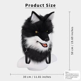 HAOAN Faux Fur Dog Head Masks Portable Backpack Furry Plush Fursuit Animal Mask Shoulder Bag