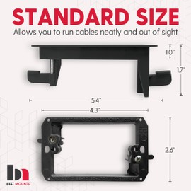 1 Pack Wall Plate Cable Pass Through with Bracket - In Wall Cable Management Kit - Recessed Cable Wall Plate Pair with Single Gang Low Voltage Mounting Bracket - Decorator Cover for Low Voltage Cables