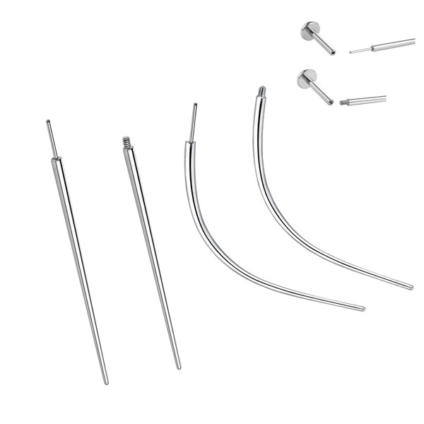 QXXPVV 4Pcs Stainless Steel 16G Threaded Piercing Taper Threadless Piercing