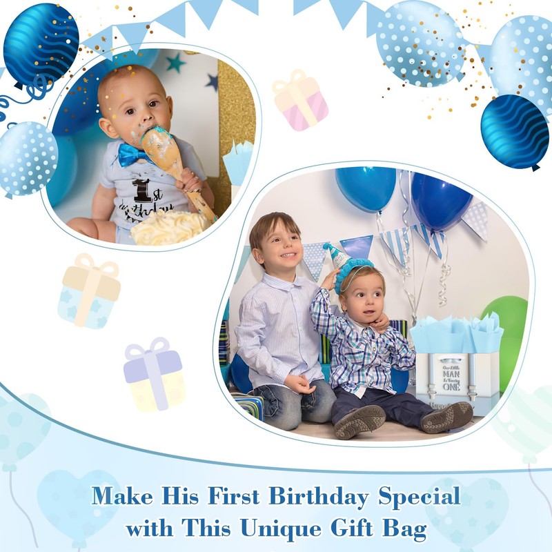 Linelglobal 1st Birthday Gift Bag with Wrapping Tissue for Baby