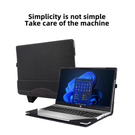 Laptop Case for HP ProBook 450 G8 G9 G10 / for HP ProBook 455 G8 G9 G10 15.6" 2023 PU Leather Inside Pocket Cover (Dark Grey)