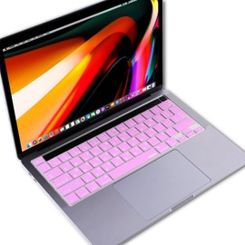 XSKN Israel Hebrew Silicone Keyboard Skin Cover Fits for 2019 2020 Released 16-inch 13-inch MacBook Pro with Touch Bar and Touch ID A2141 A2289 A2251 A2338 M1 Chip Keyboard (EU US Layout, Pink)