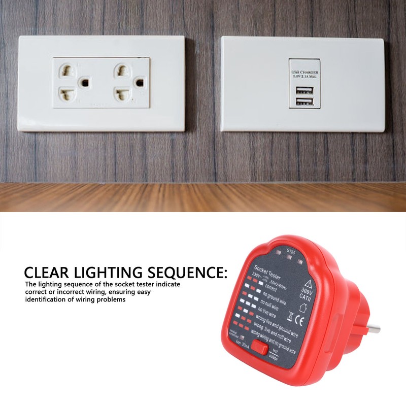 Socket Tester Electrical Detector AC Voltage Outlet Circuit Breaker Finder