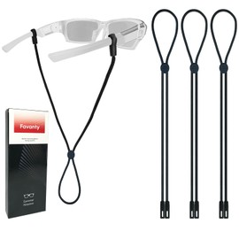 Favanty Non-Slip Glasses Strap, Side-Clip Adjustable, 3PCS Black