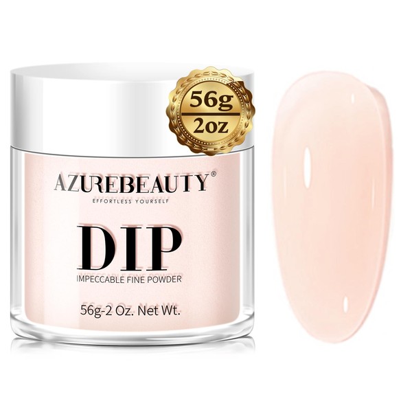 AZUREBEAUTY Translucent Dip Powder - Nail Bed Color 2Oz/56g, Sheer Nude Semi-transparent Clear Soft Peach Pink Dipping Powder Crystal Natural Nail Art Starter Manicure Salon DIY Home for Starter Gift