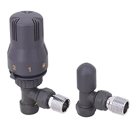 NRG 15mm Angled Thermostatic Designer Radiator Valve & Towel Rail Valve Manual Angled Valves Anthracite