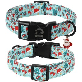 Mr.CHUBBYFACE Christmas Dog Collar, Blue Christmas Box Dog Collar with Quick-Release Buckle, Cute Comfortable Dog Collar for Small Medium Large Dogs