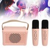 Mini Karaoke Machine with 2 Wireless Microphones Portable Bluetooth Speaker