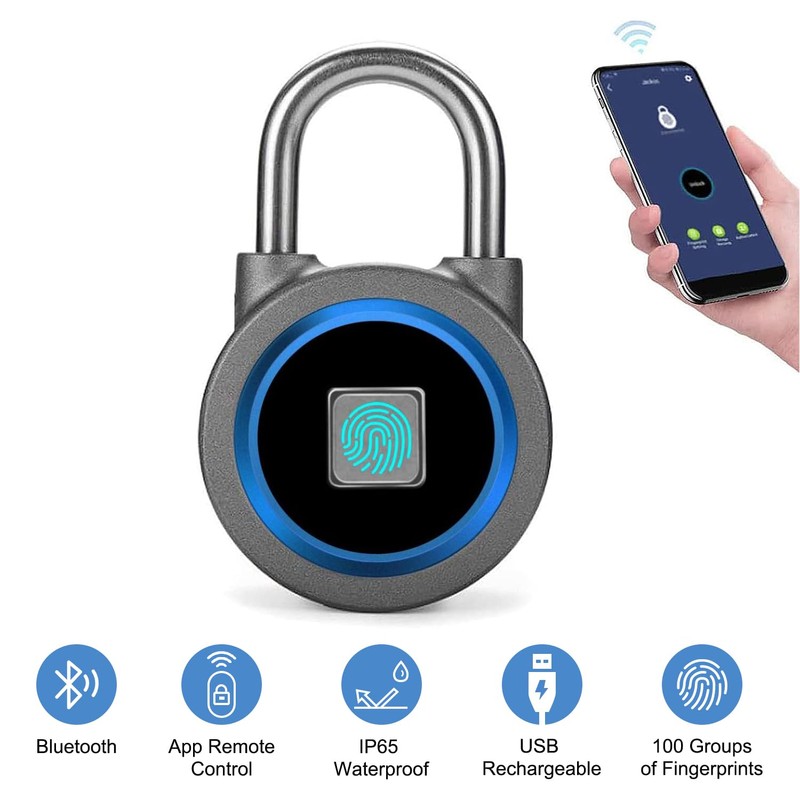 Fingerprint Padlock, Bluetooth Lock, Mobile APP, MEGAFEIS Smart Padlock with