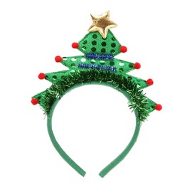 AWOCAN Christmas Headbands Christmas Tree Headband Xmas Headbands Funny Sequin Hairband Hair Accessories Christmas Decoration For Womens Girls (A)